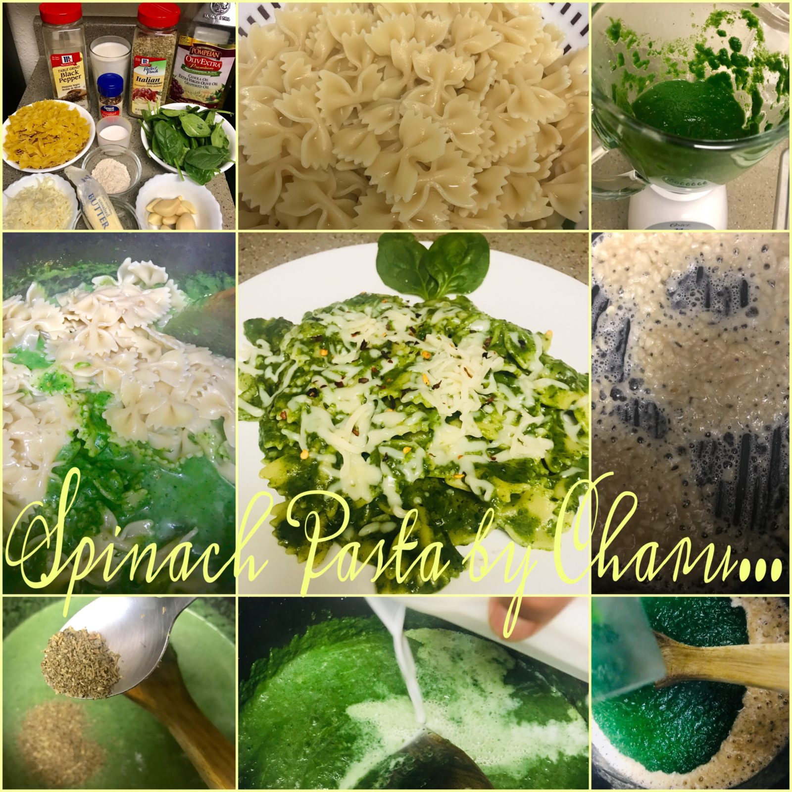 Spinach Pasta coocking process
