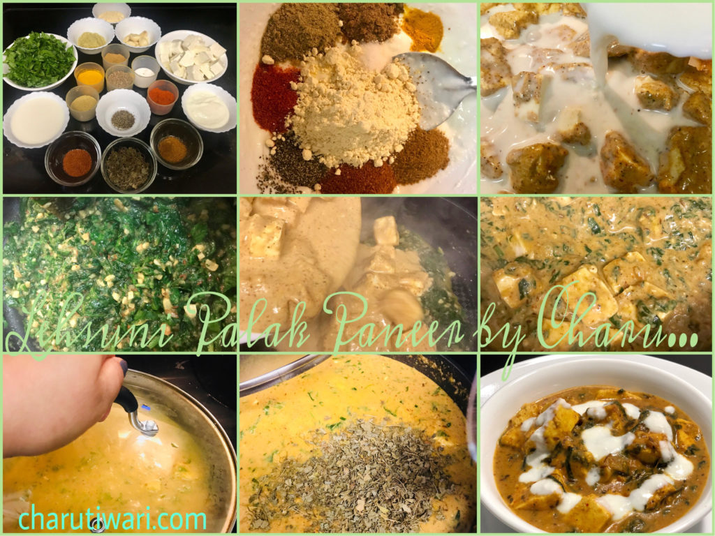 Lehsuni Palak Paneer- Ingredients & Cooking Process