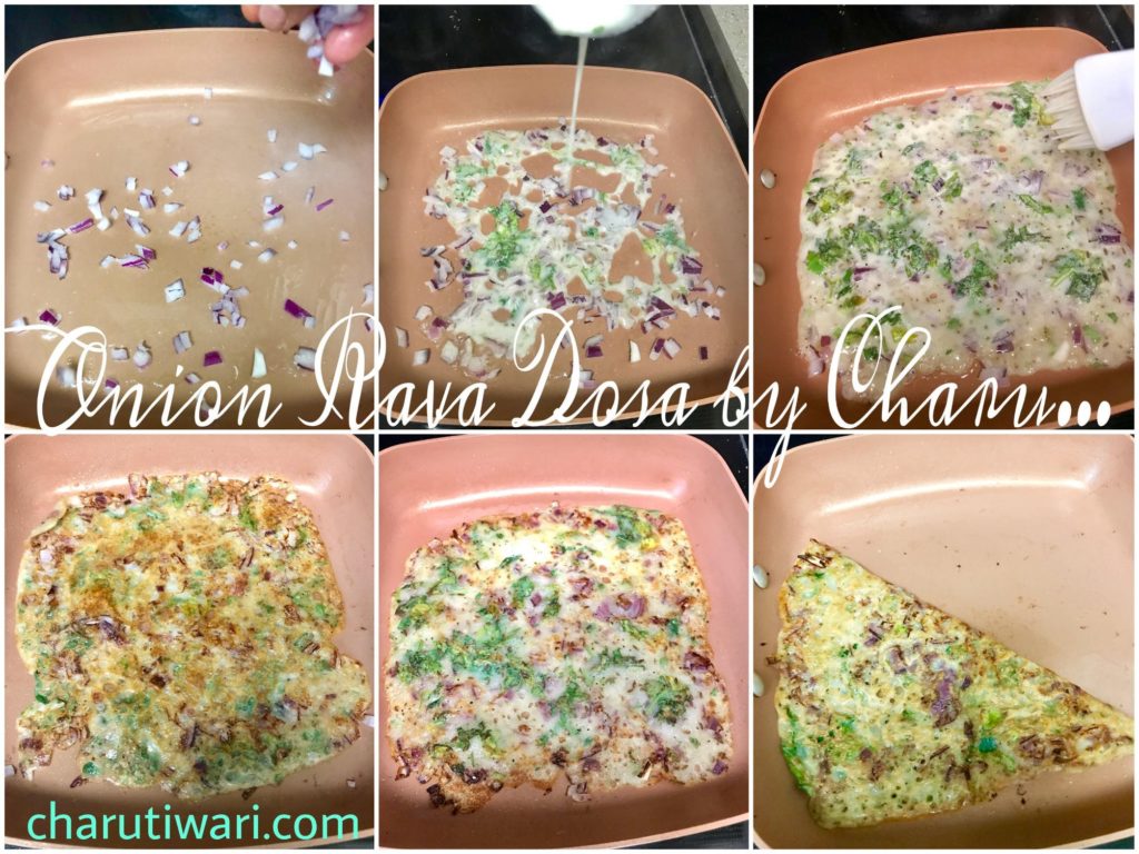 Onion Rava Dosa - Cooking