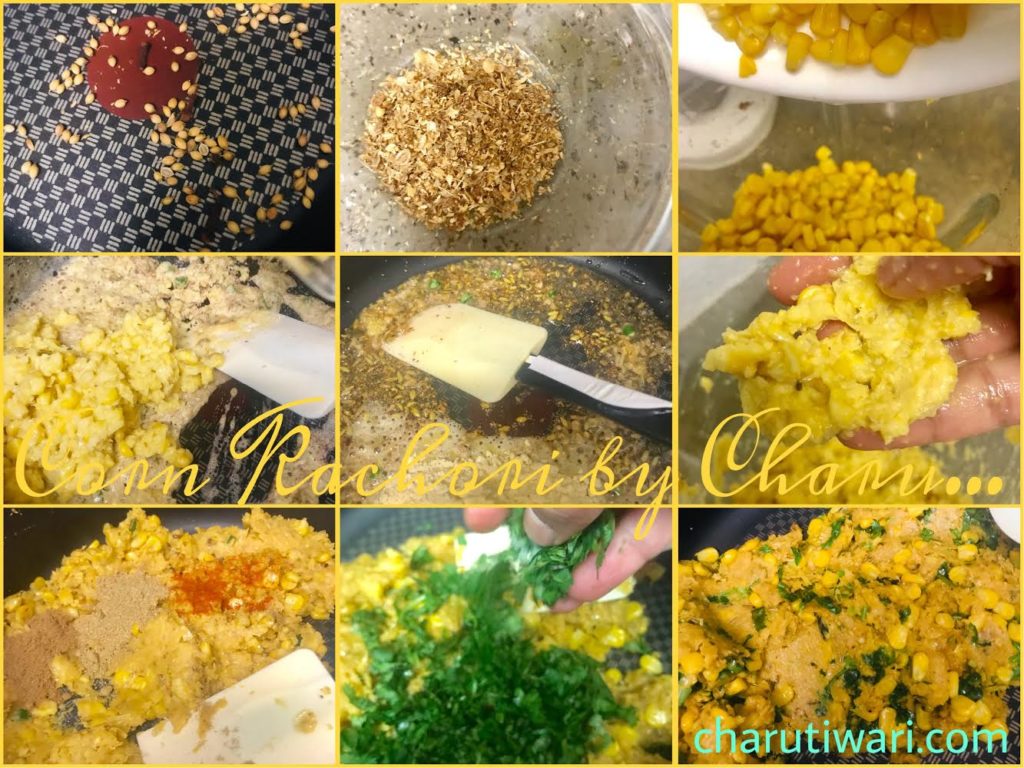 Corn Kachori - Making the filling