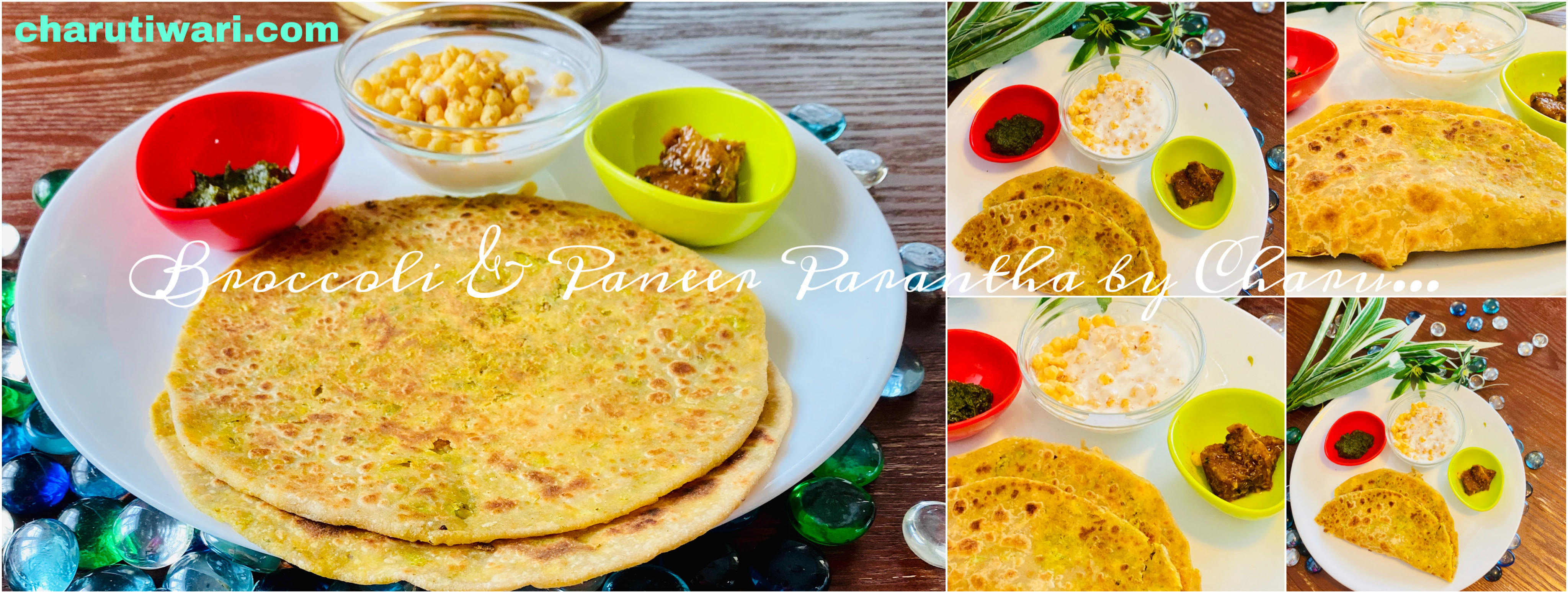 Broccoli and Paneer Parantha-Plated and served